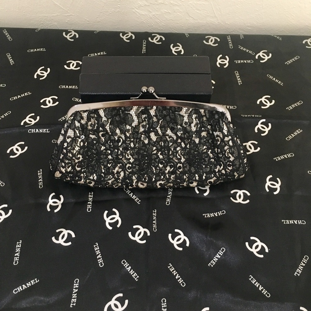 White House Black Market Lace/ Sequin Clutch