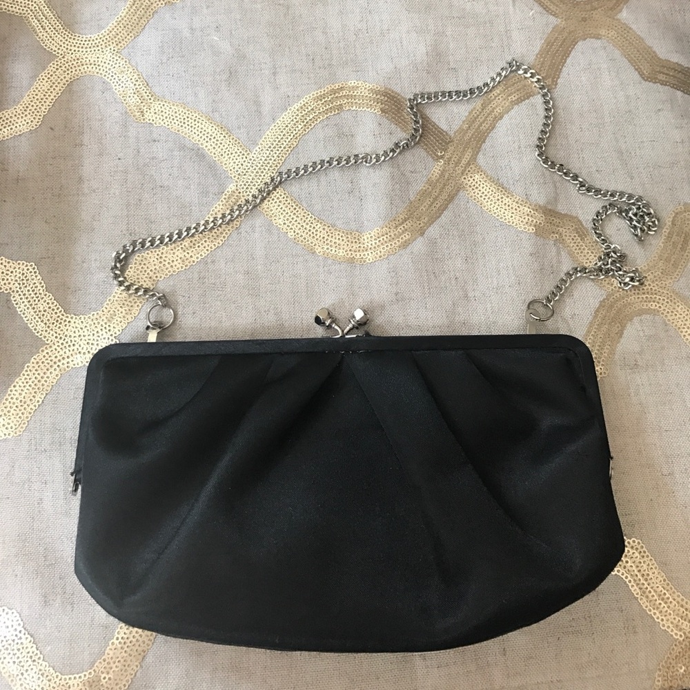 Black clutch with option silver chain strap