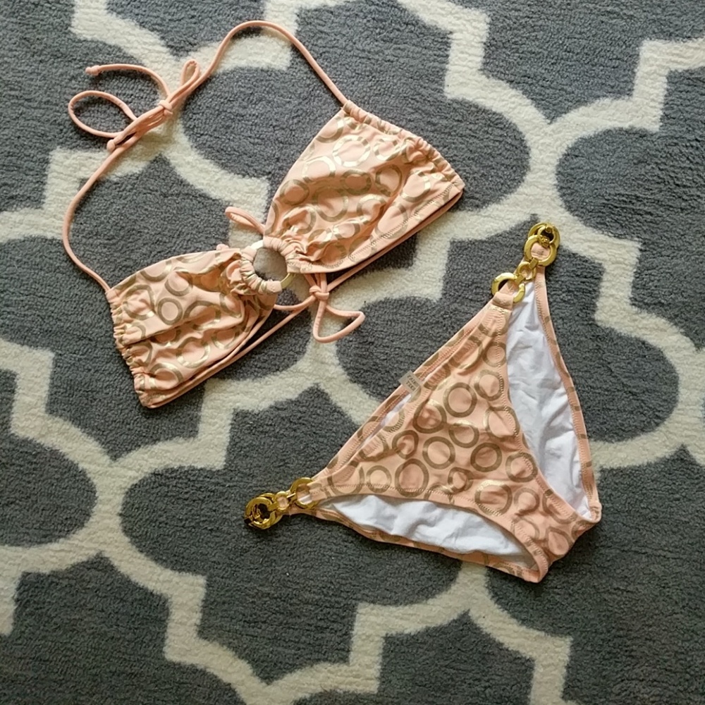 Victoria's Secret Peach and Gold Bikini L&M
