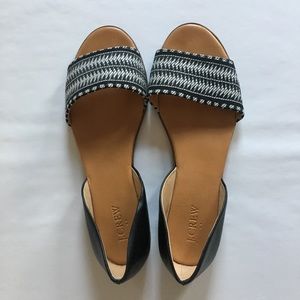 J.crew woven/leather open-toe flats