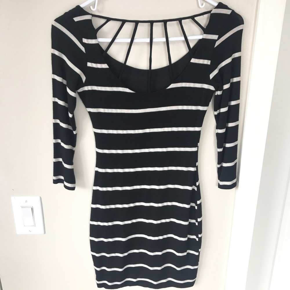 🛑SOLD OTHER PLATFORM 🛑 Soprano Strappy Back Striped Bodycon Dress