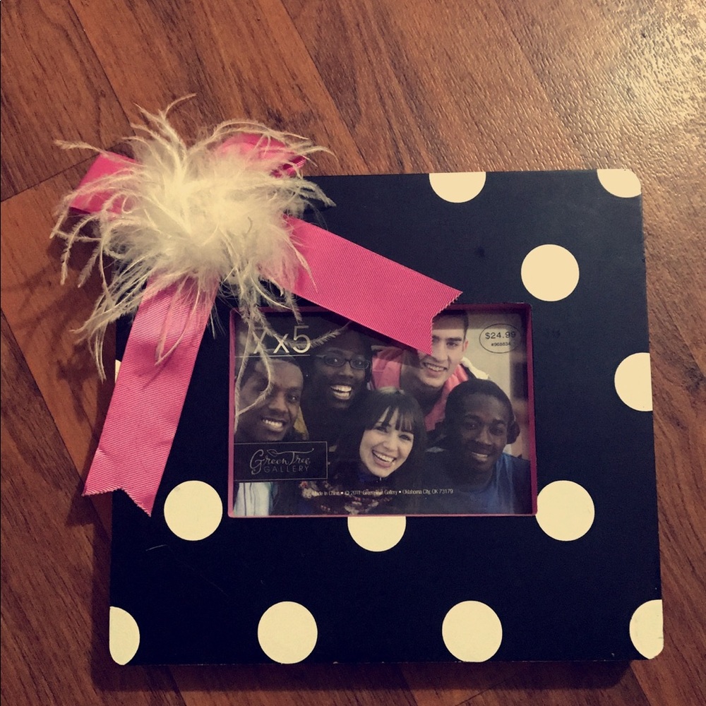 new pink & black polka dot frame