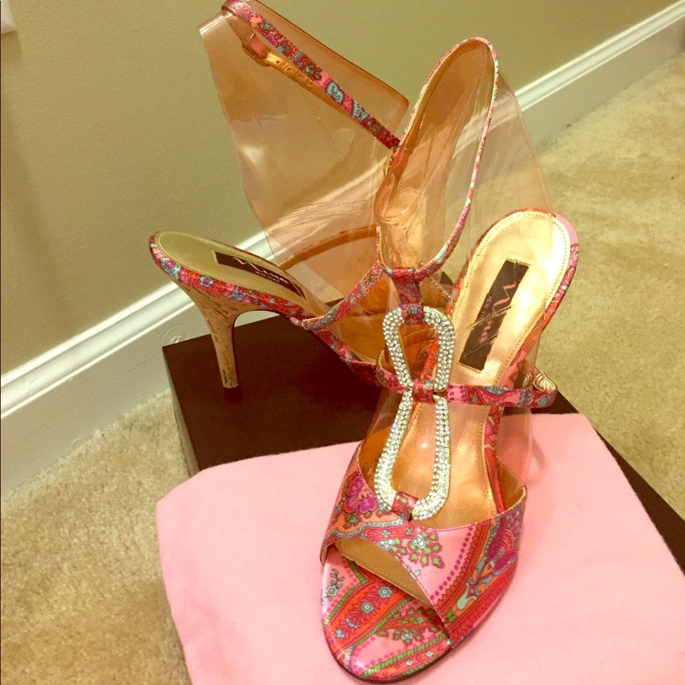 Paisley t-strap heels