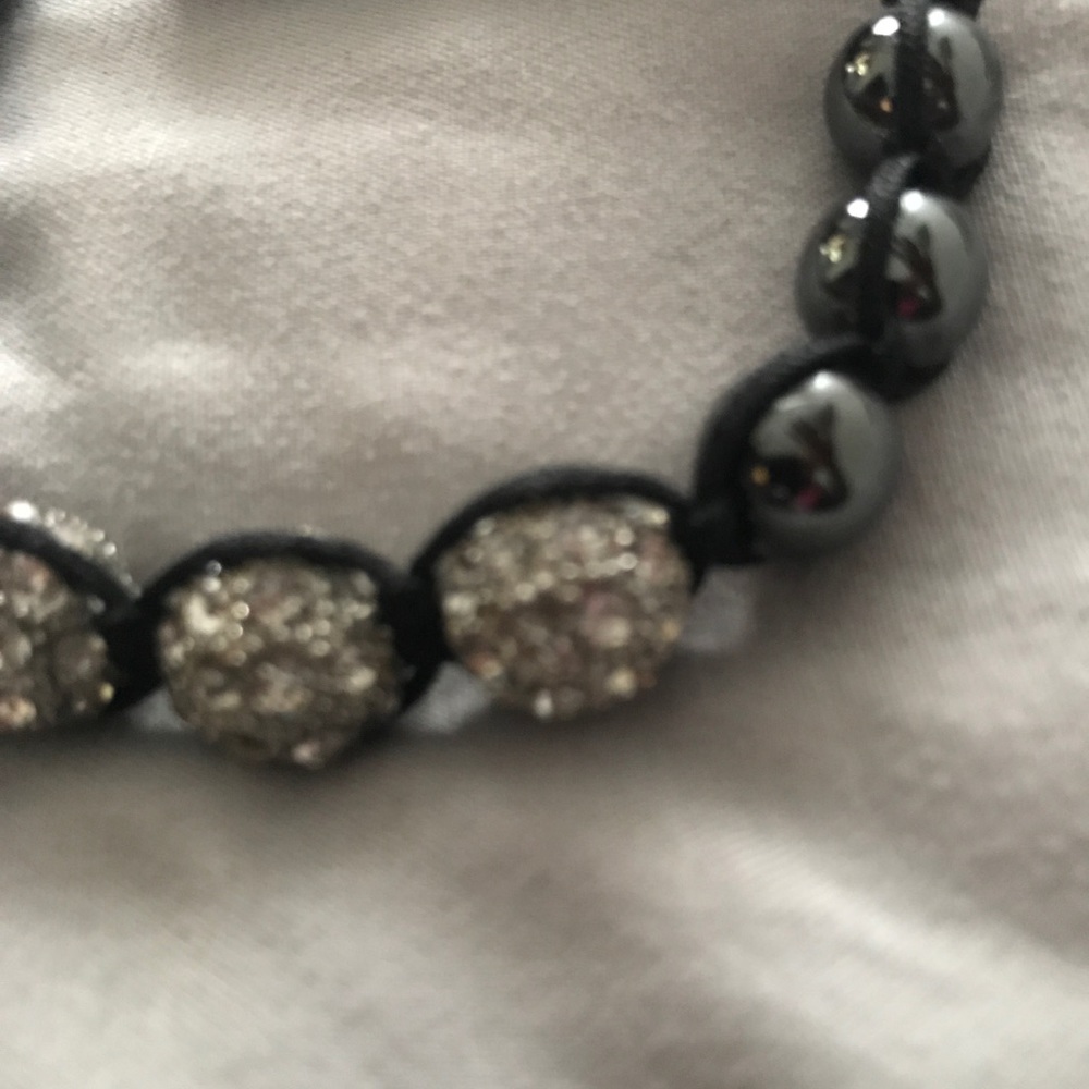 Grey and Swarovski Crystal Shamballa Bracelet