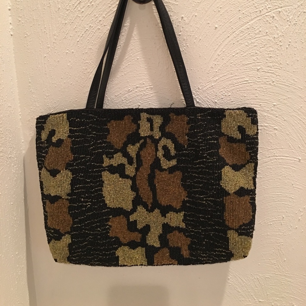 Cristiana Beaded Animal Print Handbag