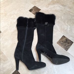 Black suede boots