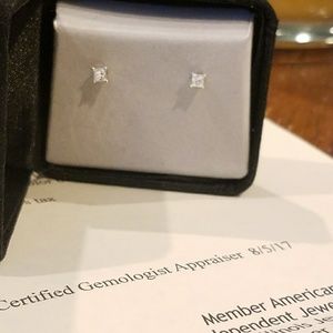 *With appraisal* Princess Cut Diamond Earrings