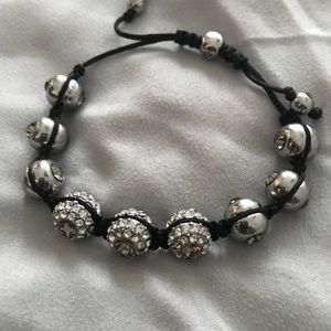 Silver and Swarovski Crystal Shamballa Bracelet