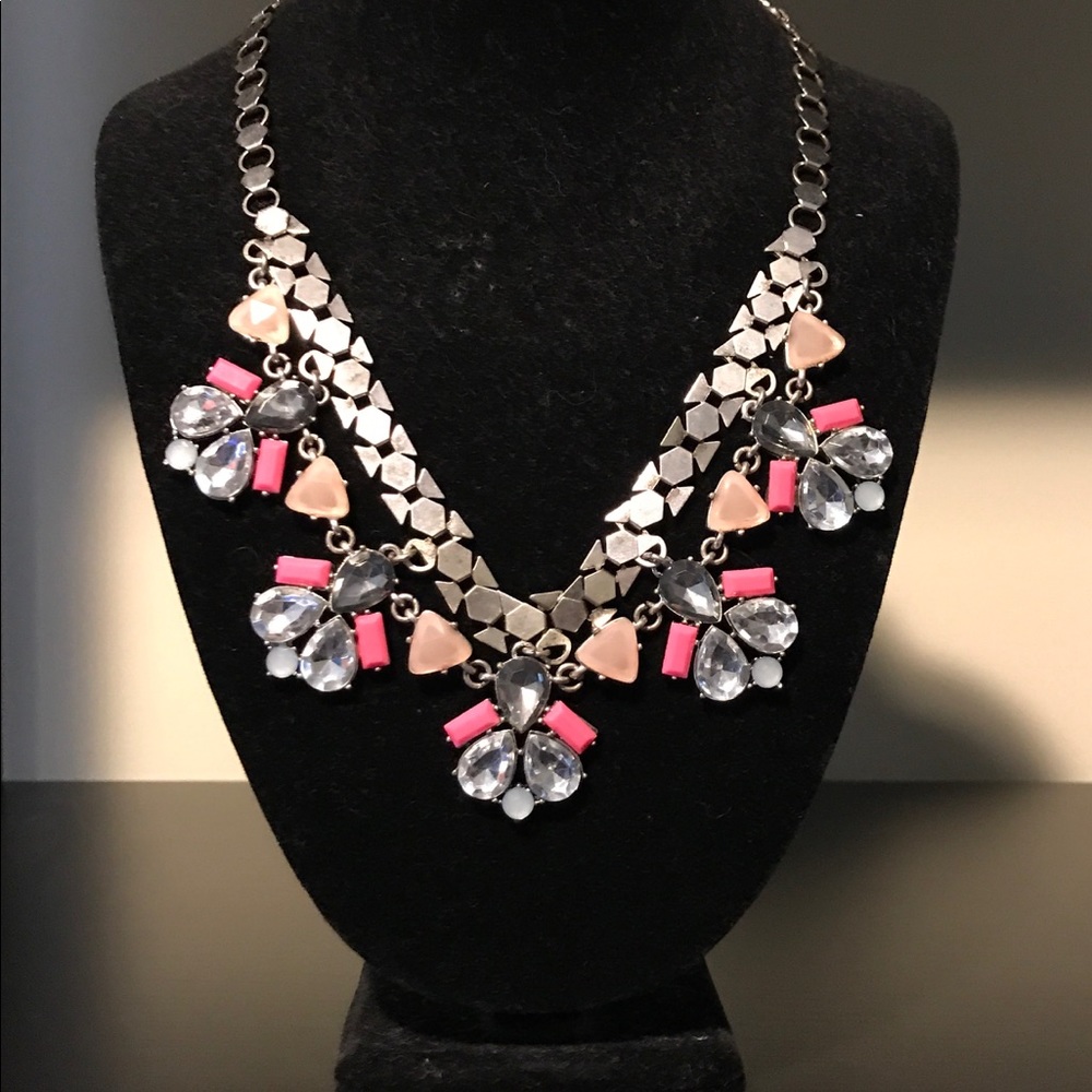 Silver and Pink Statement Necklace