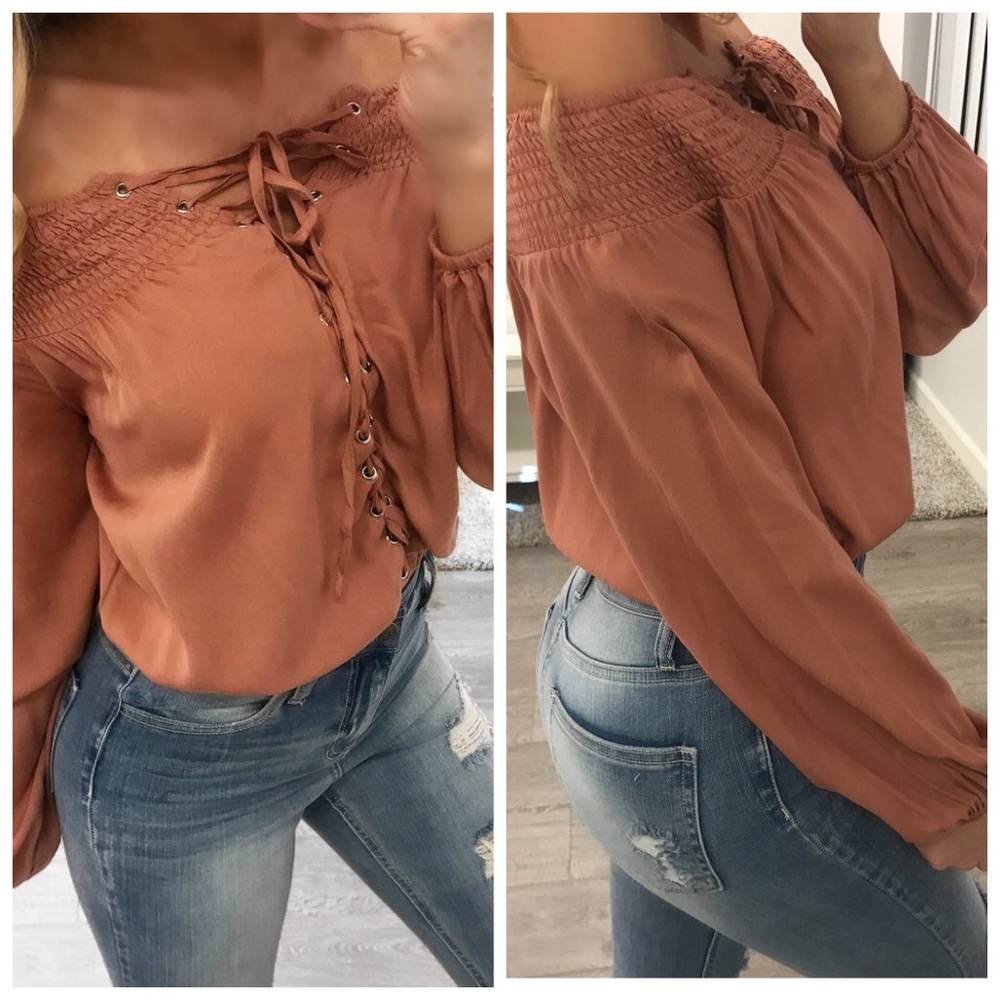 Smocked Off Shoulder Top (M)--Final Sale