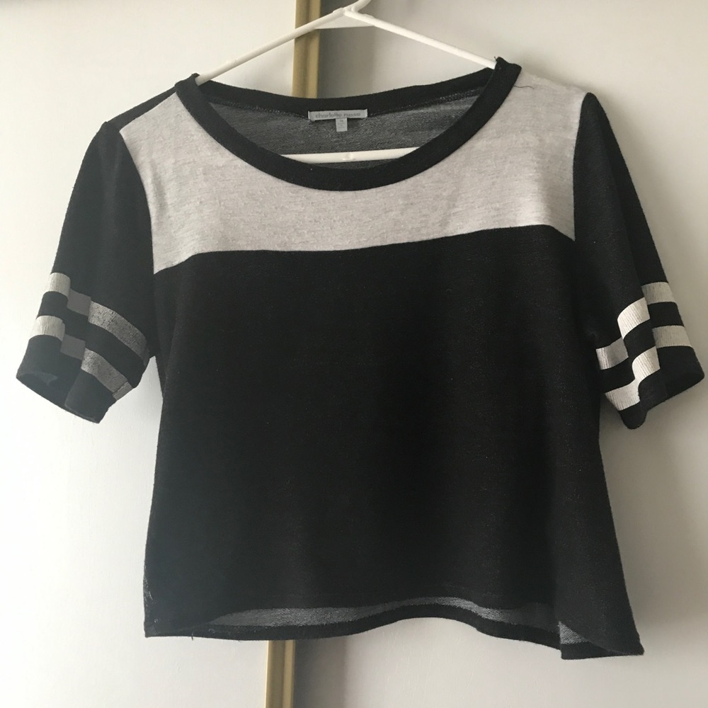 CHARLOTTE RUSSE B&W VARSITY TEE