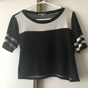 CHARLOTTE RUSSE B&W VARSITY TEE
