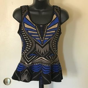 Hera Collection Blue Geo Pattern Top