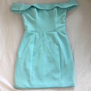 Aqua blue Kittenish off the shoulder dress