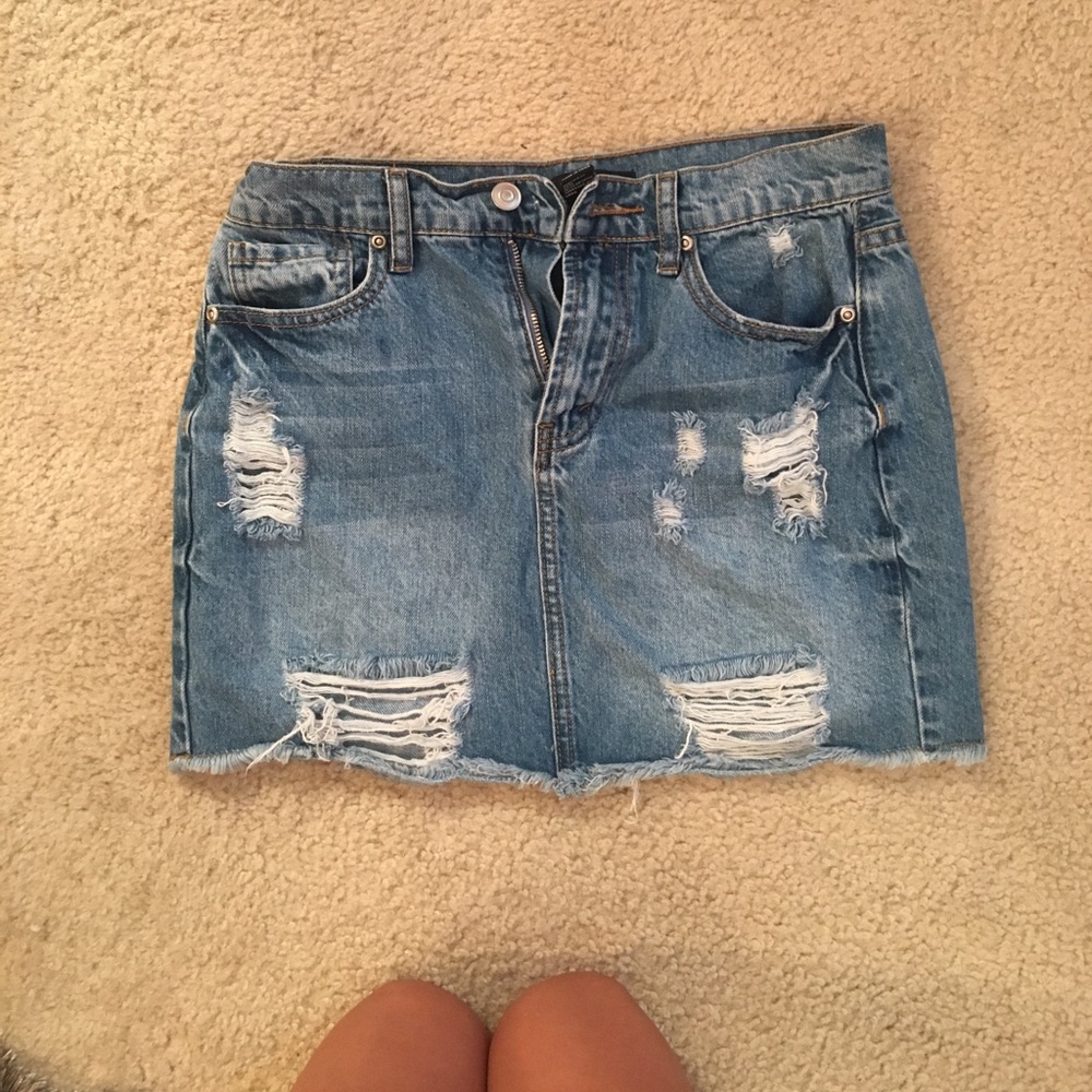 High waisted jean skirt