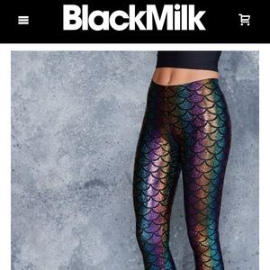 BlackMilk leggings, small, green mermaid print