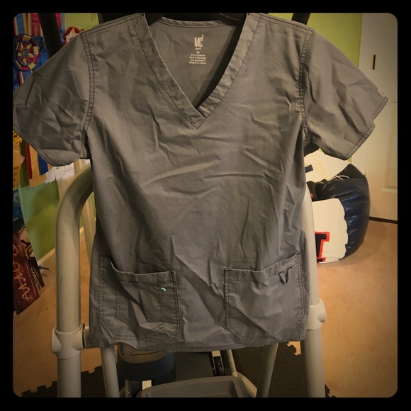 Gray Scrub Top - Picture 1 of 4