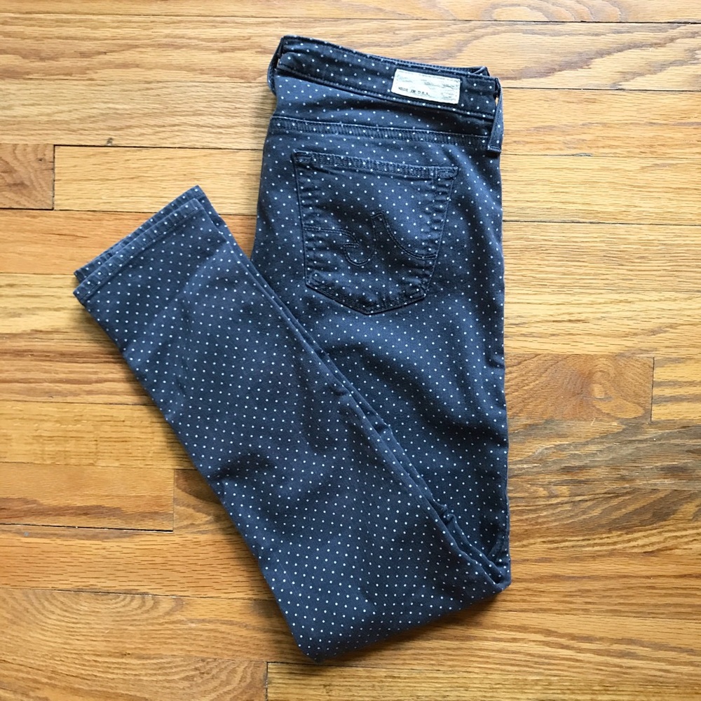 AG Gray Polka Dot Skinny Jeans
