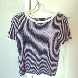 Theory crochet top. Navy and white size small.