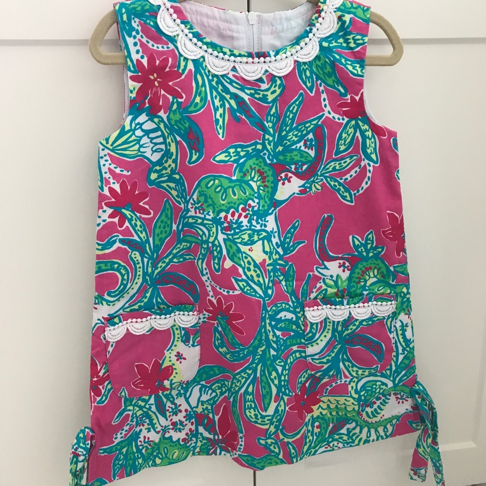 Toddler Lilly Pulitzer pink elephant shift dress