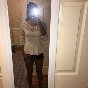 White peplum top