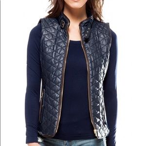 Quilted Vegan Leather Vest (Navy Blue) NEW