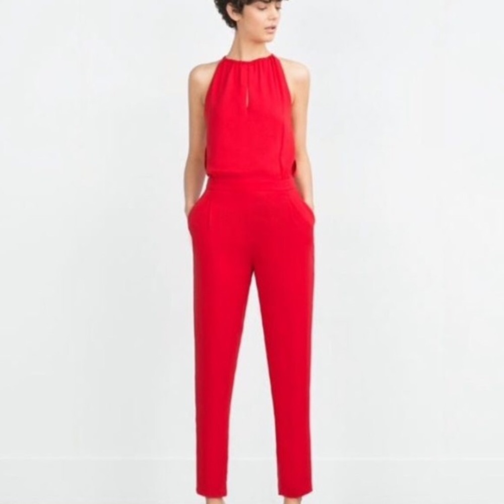 Zara red jumpsuit