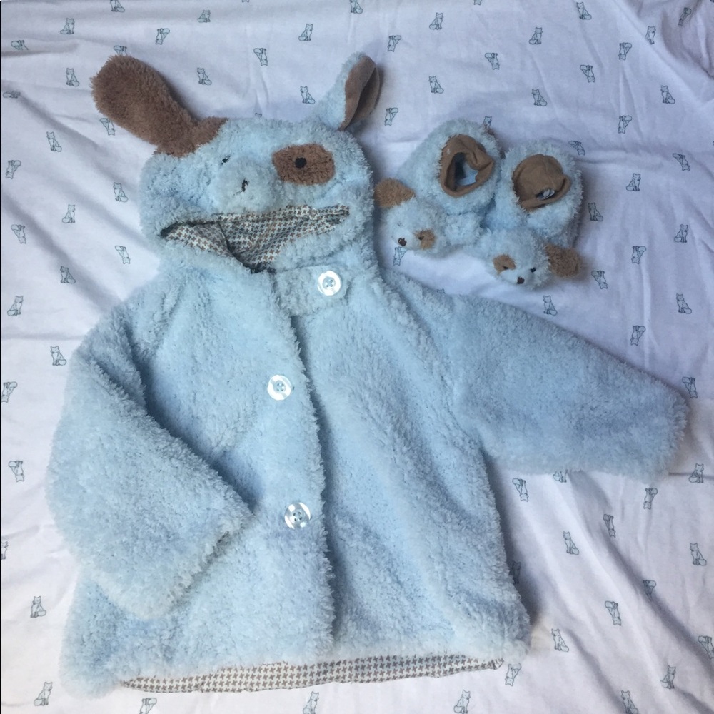Adorable Bearington baby boy coat and slippers