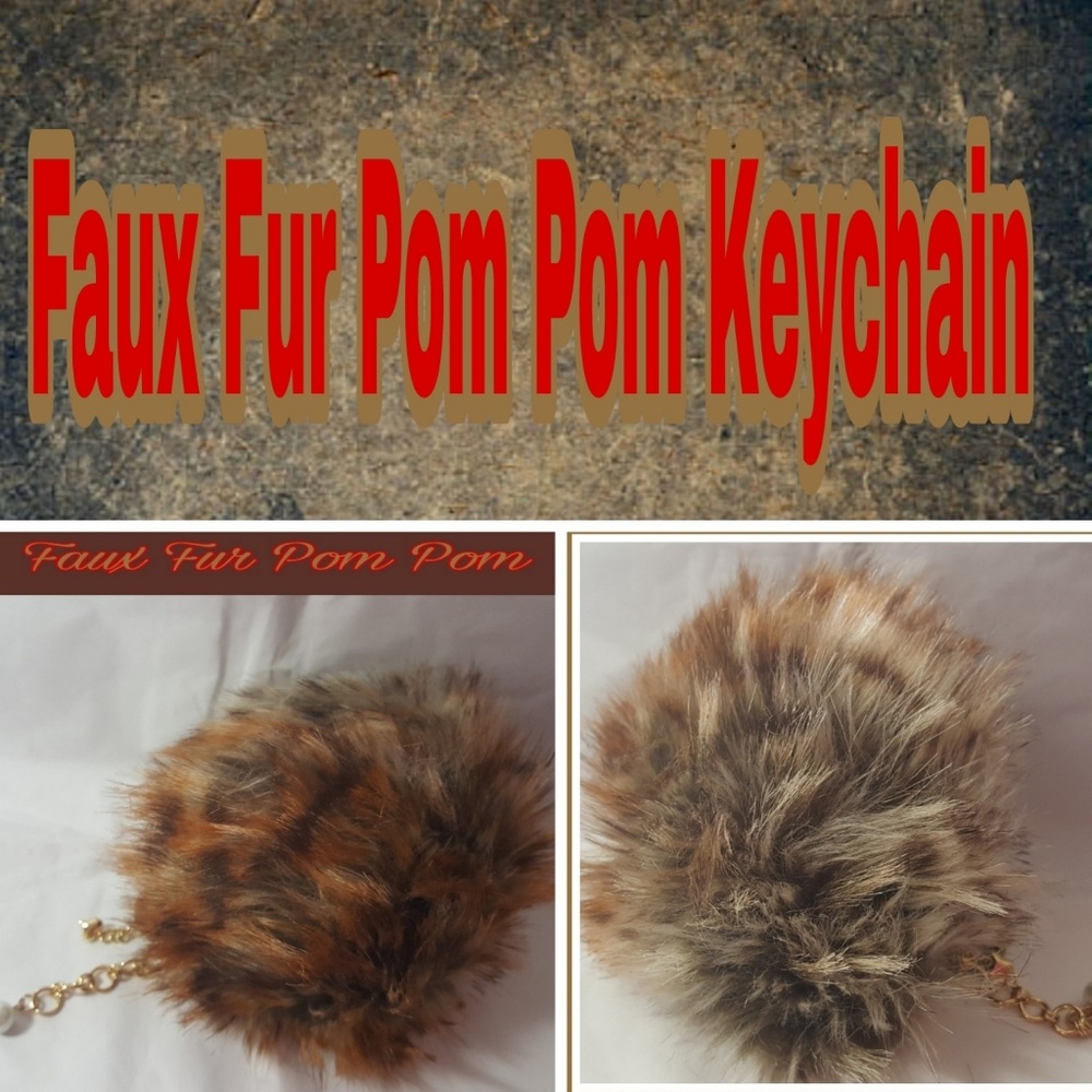FAUX FOX FUR POM POM~PURSE/KEYCHAIN CHARM~NEW~ HANDCRAFTED - Picture 2 of 5
