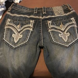 Men's dark grey/blue rock revival slim boot