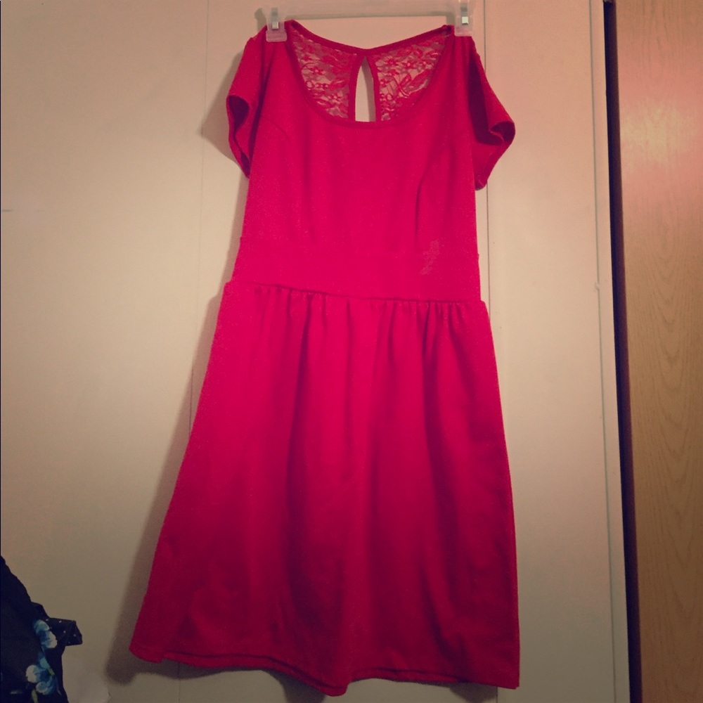 Red Dress with Lace Back