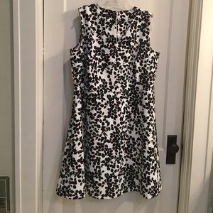 Talbots Fit and Flare Dress black/white/red