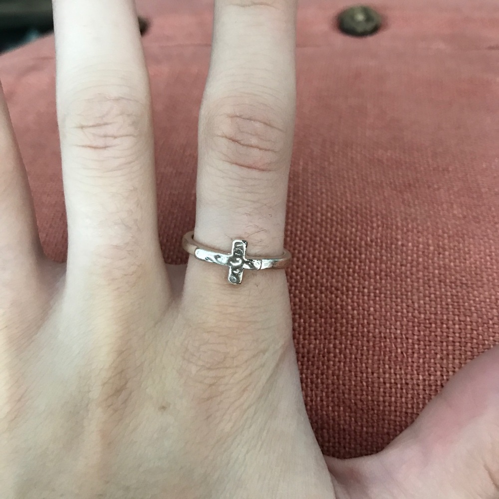 Silver cross ring