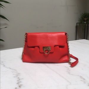 Authentic Ferragamo Shoulder Bag with Gold Chain