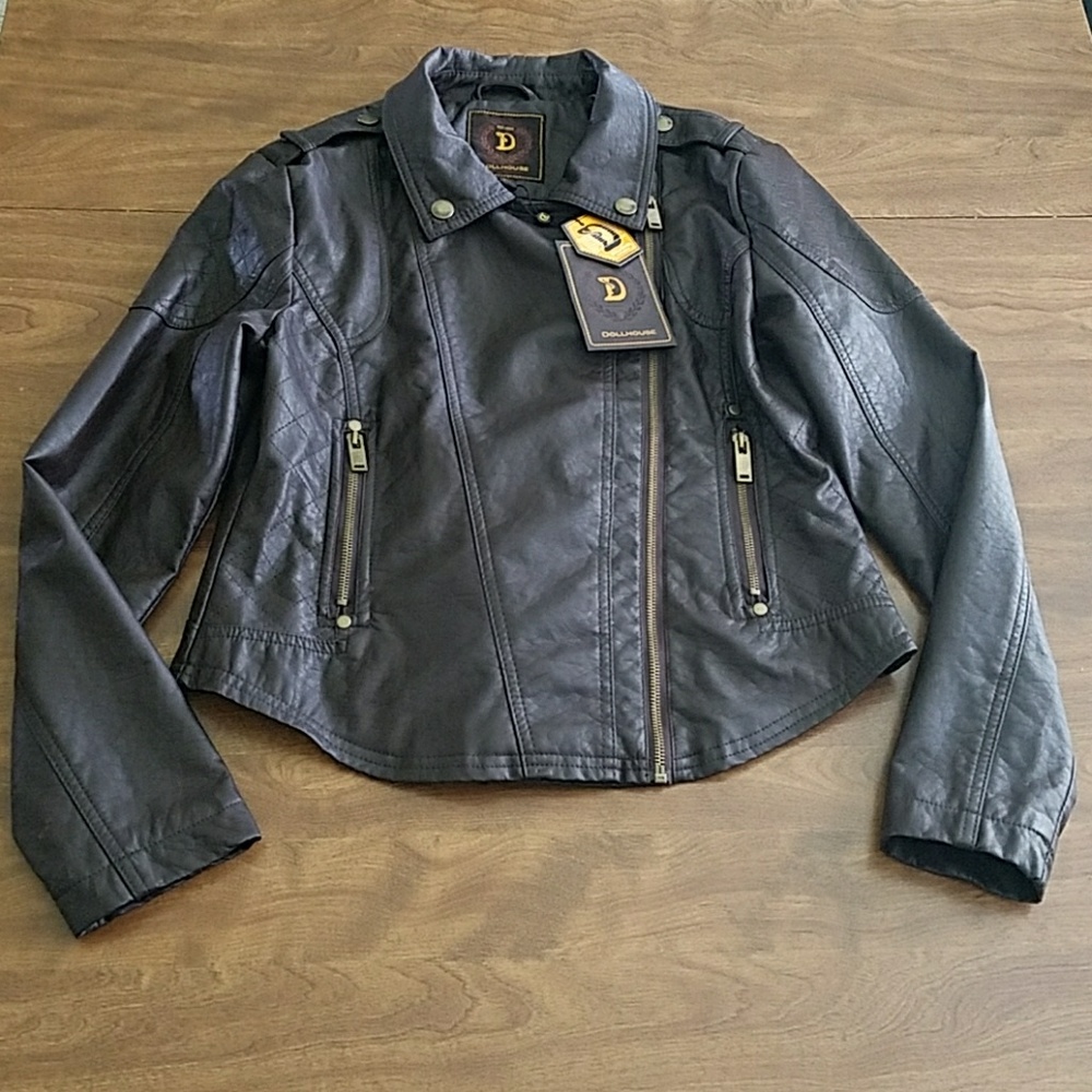 NWT Super duper cute faux leather biker jacket