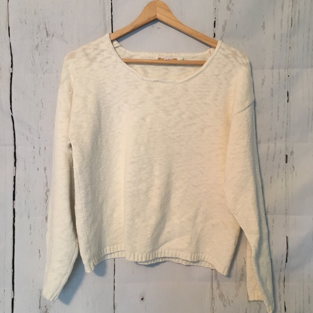 Lulu-B vintage-y Ivory cropped sweater