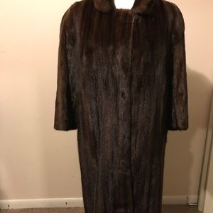 Authentic Mahogany Female Mink Fur Coat, One Owner
