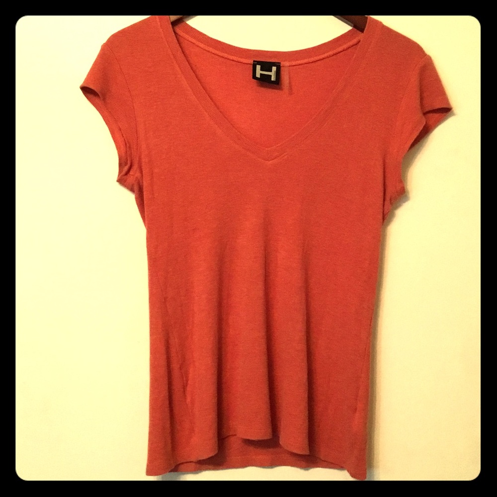 H by Bordeaux Orange Short Sleeve Scoop Neck Shirt