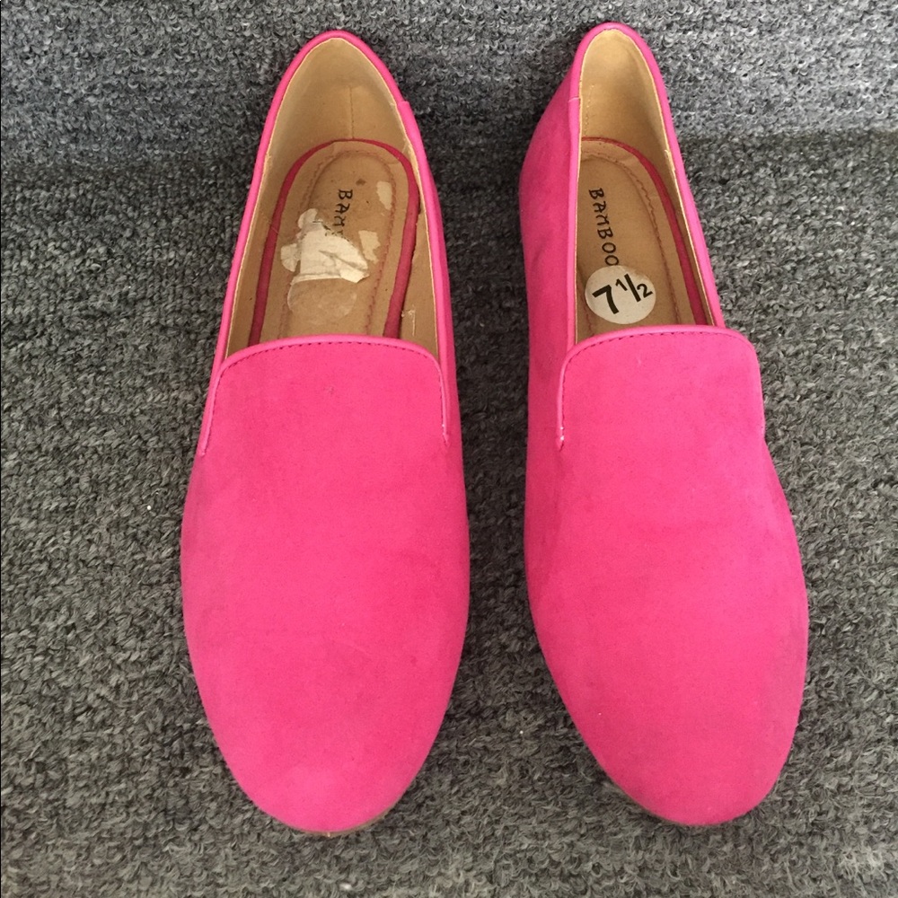 Hot pink slip ons