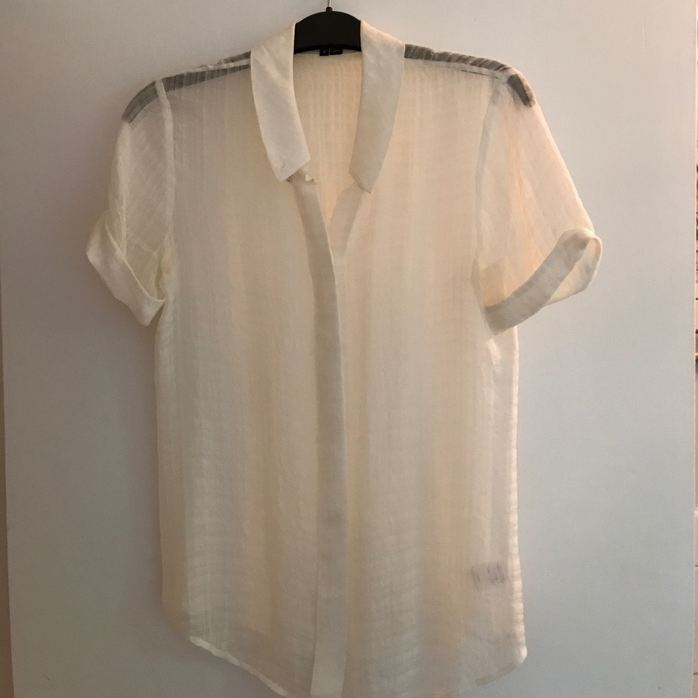 Theory silk white button down blouse