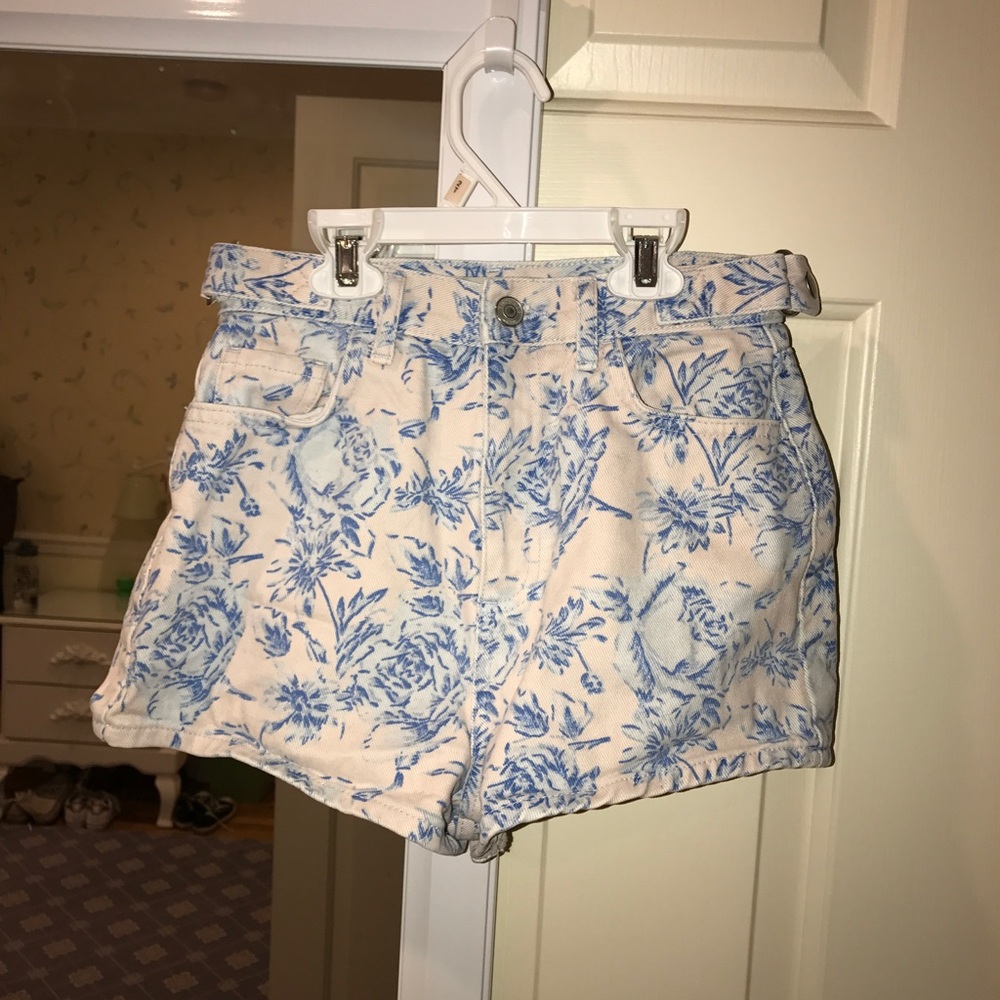 Patterned top shop jean shorts