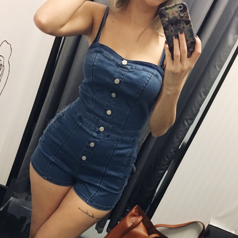 BEBE Denim Romper