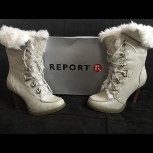 Report Hi Fur Laceup Boots brand new