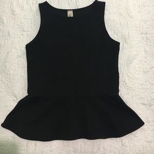 Black, sleeveless peplum top