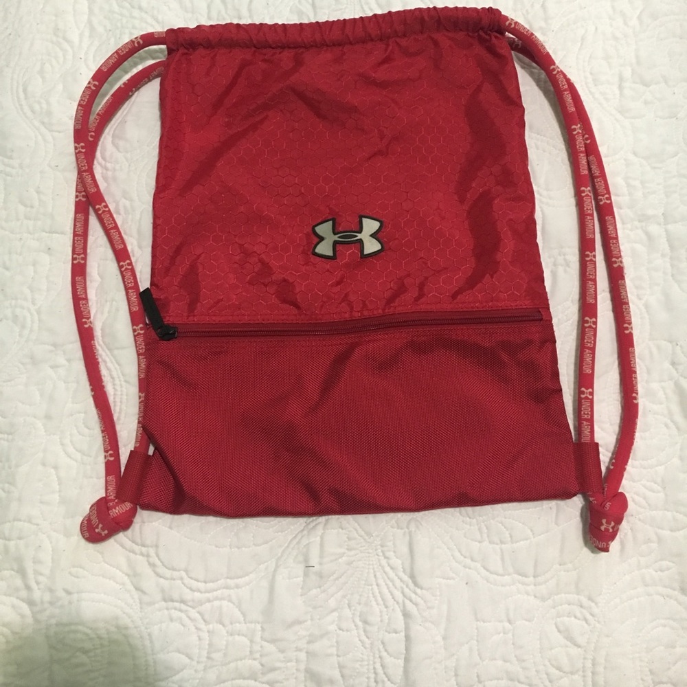 Red under armour drawstring bag