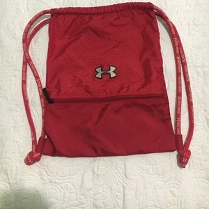 Red under armour drawstring bag