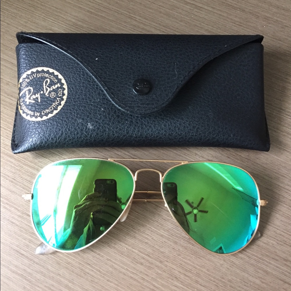 gold rim raybans