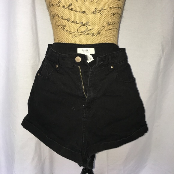 Forever 21 Pants - Black High waisted jean shorts