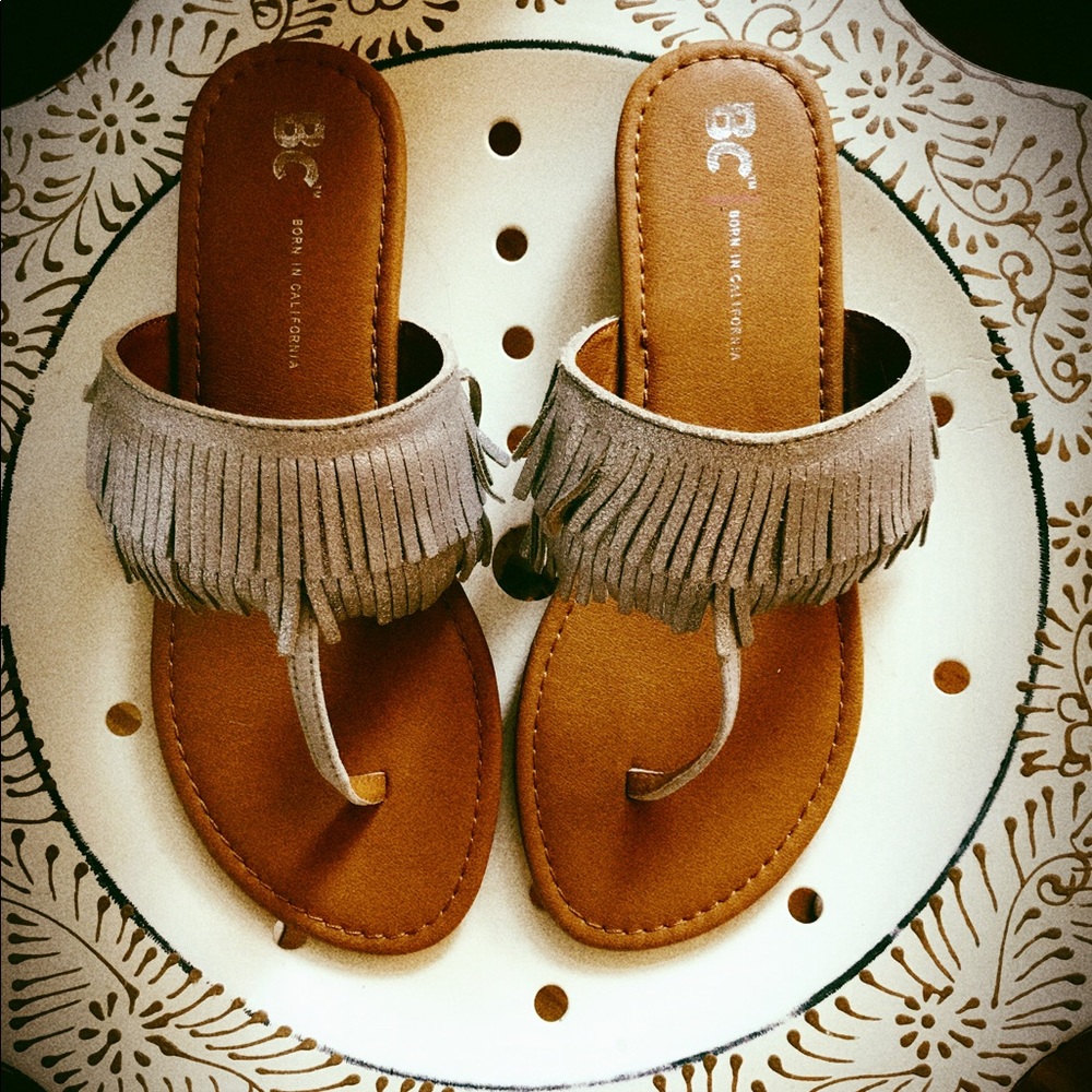 Metallic Fringe Flip flop sandal NEW IN BOX