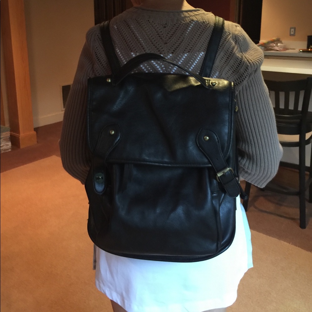 Real leather backpack